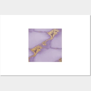 Massimo violet marble - gold Posters and Art